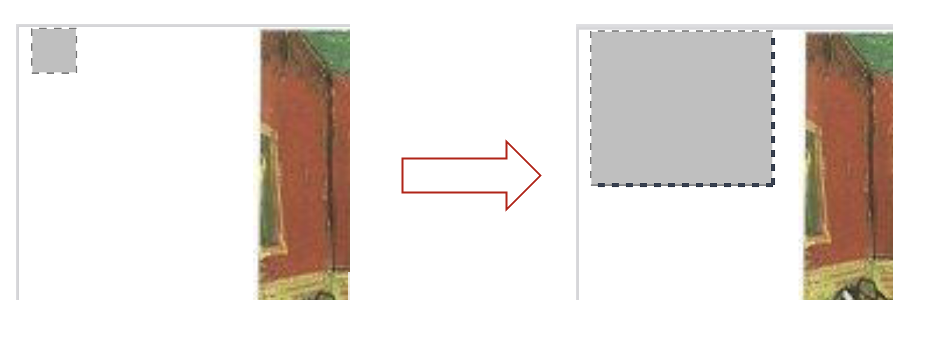 image showing the before and after of a rectangle area when resized